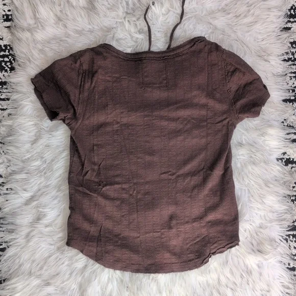 Aerie Vintage Button Down Pointelle Tee Medium - Picture 4 of 5